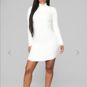 Fuzzy White Dress